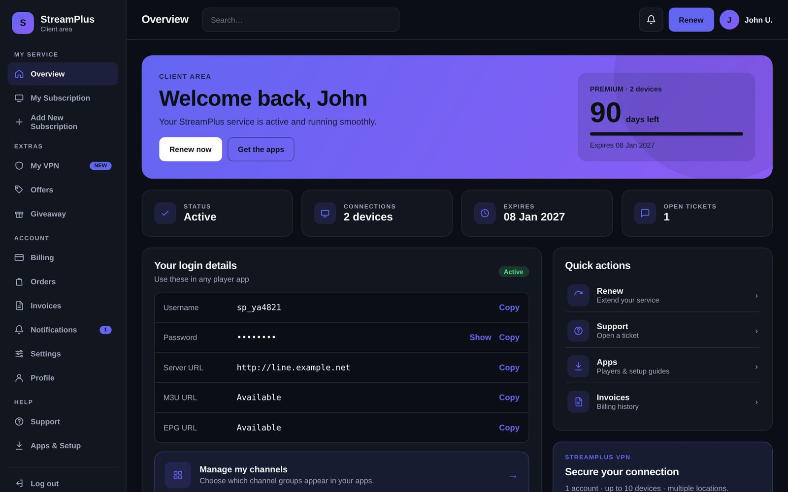 Client portal home